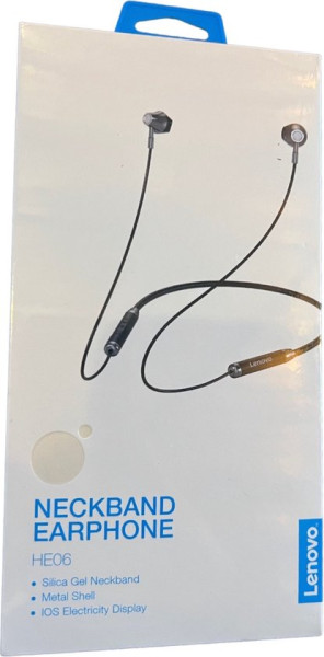 Lenovo HE06 Moving-Coil draadloze hoofdtelefoon, Bluetooth, in-ear, zwart