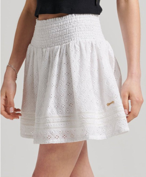 Superdry - Maat S - Vintage Lace Mini Skirt Dames Rok - Gebroken Wit