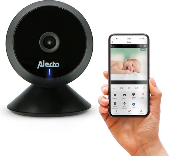 Alecto Wifi Babyfoon met Camera en App - Full HD - Melding bij beweging en geluid - SMARTBABY5BK - Z