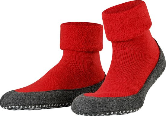 FALKE Cosyshoe - maat 45/46 - antislip noppen merinowol huissokken pantoffels heren rood