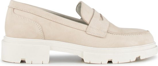 PS Poelman SOPHIE - maat 38 - Dames Suède Nubuck Leren Chunky Loafers Mocassins Instappers - Beige N