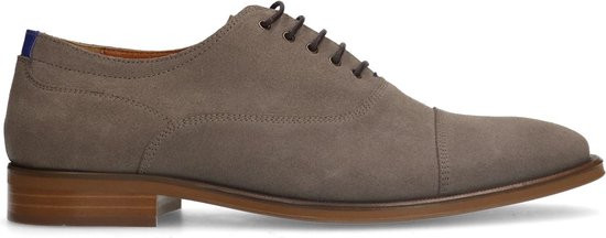 Manfield - Heren - maat 43 - Taupe suède veterschoenen