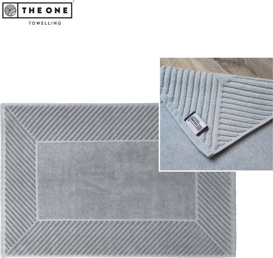 The One Towelling Badmat - 50 x 80 cm - Extra dikke Douchemat - 100% Zacht katoen - Velours - Zilver