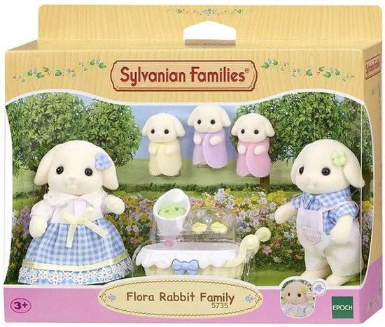 Sylvanian Families 5735 Familie Bloemen Hangoor Konijn- 5 fluweelzachte speelfiguren