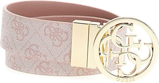 Guess Nolana Omkeerbare en Verstelbare Dames Broekriem - Dusty Rose Logo - Maat M