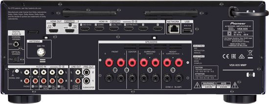 Pioneer VSX-935 Black AV-receiver | 7.2 | DAB+ radio, FM radio, internetradio | Bluetooth | Wi-Fi |