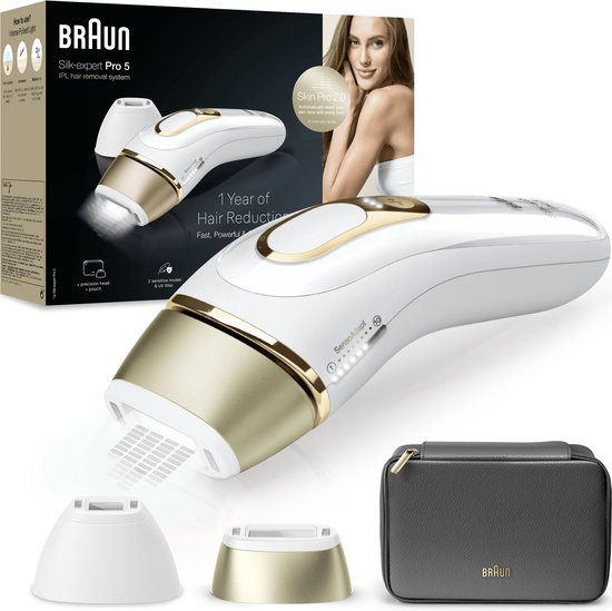 Braun IPL Ontharingsapparaat Silk-expert Pro 5 - ontharing voor thuis - Etui - 2 koppen - PL5140