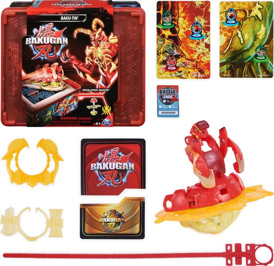 Bakugan - Baku-tin met Special Attack Mantid - spinnend actiefiguur in opbergblik