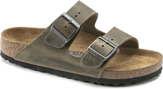 Birkenstock Arizona FL WB - maat 45 - Faded Narrow Heren Slippers - Khaki