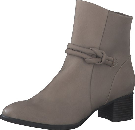 MARCO TOZZI - Maat 37 - MT Leather upper and Feel Me insole Dames Boot Heel - TAUPE NUBUCK