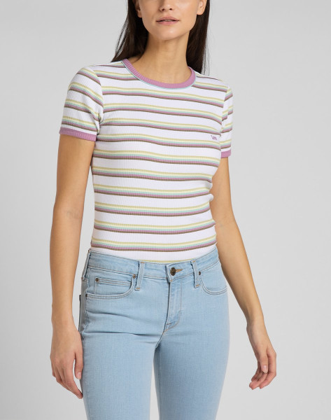 Lee Dames Stripe Tee shirt - Maat L - Gemengde Kleuren