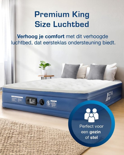 Active Era Comfort Lite 2 Persoons Luchtbed - Ingebouwde Elektrische Pomp – Kingsize Airbed Matras –