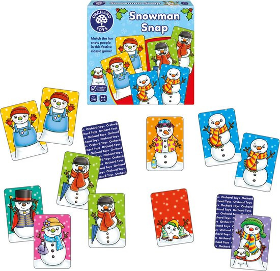 Orchard Toys - Snowman Snap - Mini Game - kort en compact sneeuwpop spel - vanaf 3 jaar