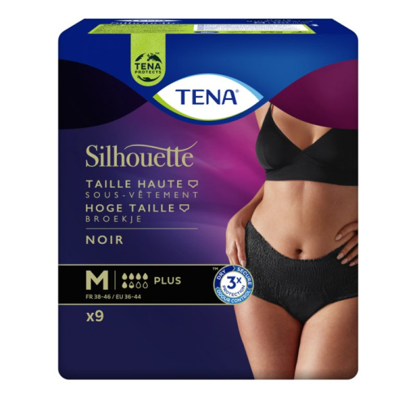 TENA Silhouette Plus - High Waist - Noir - Medium - 9 pieces