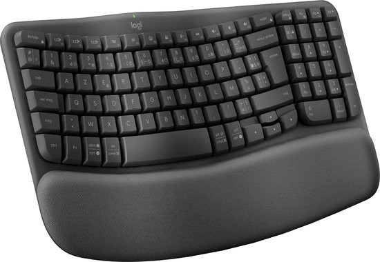 Logitech Wave Keys - Draadloos Toetsenbord - Ergonomisch - Azerty - Grafiet