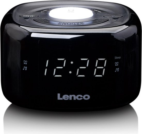 Lenco CR-12BK - Wekkerradio met Dimmerfunctie - Nachtlamp - Zwart