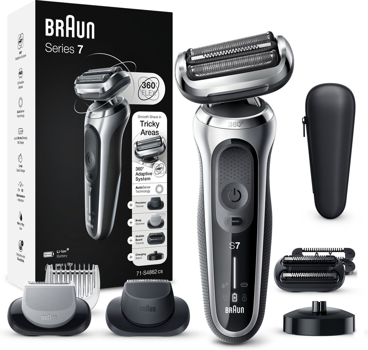 Braun Series 7 71-S4862cs - Elektrisch Scheerapparaat Mannen - Met 3 EasyClick-opzetstukken - Oplaad