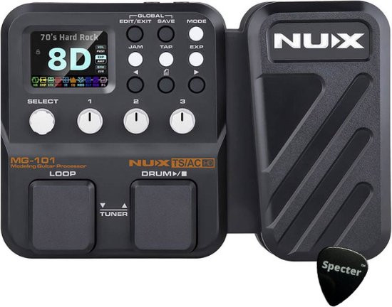 NUX MG-101 Gitaar multi effectpedaal met drum machine en looper incl Specter Plectrum