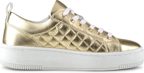 PS Poelman Esquimo - maat 38 - Dames Quilted Leren Tennis Sneakers - Goud