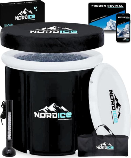 NØRDICE® - IJsbad XXL - Dompelbad - Complete IJsbad Starterpack - Zitbad Set - Ice Bath Inclusief Th