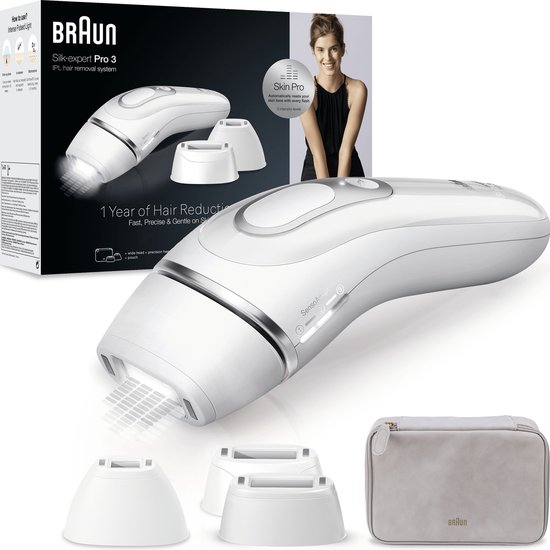 Braun IPL Ontharingsapparaat Silk-expert Pro 3 - ontharing voor thuis Etui - 3 koppen - PL3230