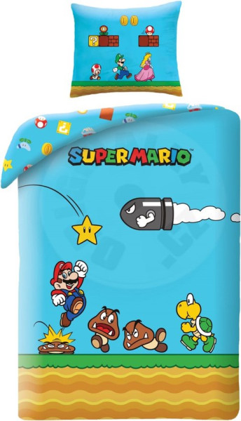 Nintendo Mario Dekbedovertrek 140x200cm Polyester Kussensloop 70x90cm