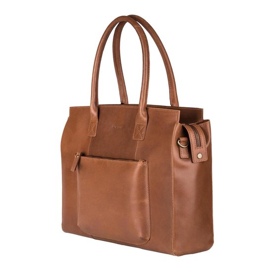 Burkely Evelyn Schoudertas 15,6 inch Laptoptas - Cognac