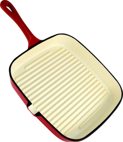 Daumonet Auguste Rouge gietijzeren grillpan - Steakpan - Vierkant met schenktuit - 23,5 cm - 2 liter