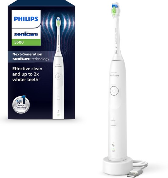 Philips Sonicare 5500 Series - Elektrische Tandenborstel - Wit - Wittere tanden - HX7110/01