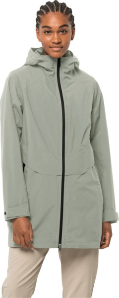 Jack Wolfskin - Maat L - MAINKAI LONG JKT W Dames Outdoorjas Mint leaf