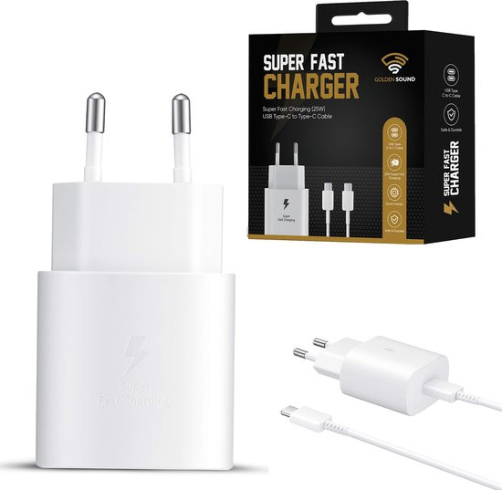 Golden Sound 25W Super Snellader - Power adapter - 1 meter USB-C kabel - geschikt voor Samsung S21,S