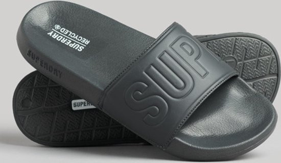 Superdry Code Core - maat 42-43- Vegan Pool Slide Heren Slippers - Grijs