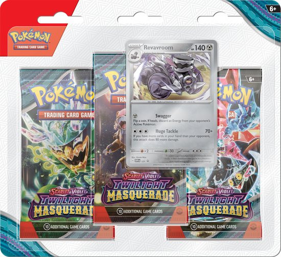 Pokémon TCG - Scarlet & Violet - Twilight Masquerade 3 Booster Blister Pack Revavroom/Snorlax (1 Ran