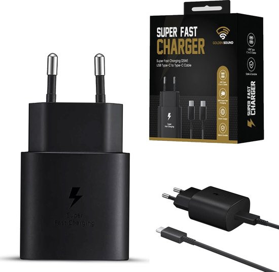 Golden Sound 25W Super Snellader - Power adapter - 1m USB-C kabel - geschikt voor: Samsung S21,S22,S