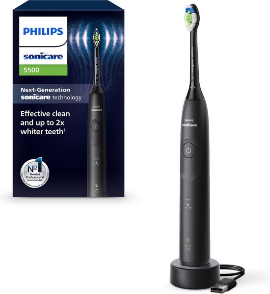 Philips Sonicare 5500 Series - Elektrische Tandenborstel - Zwart - Wittere tanden - HX7111/01