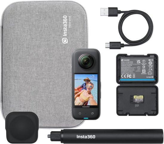 Insta360 X3 Advanced combo - 360 actioncam - Complete bundel met 64Gb MicroSD, selfiestick, carry ca