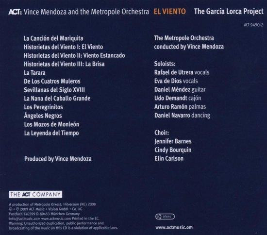 Vince - Metropole Orchestr Mendoza - El Viento - The Garcia Lorca Project - CD