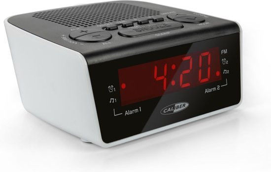 voor Mail Uitstralen Caliber HCG015 - Wekker met Fm radio en dual alarm - Zwart wit | DGM Outlet
