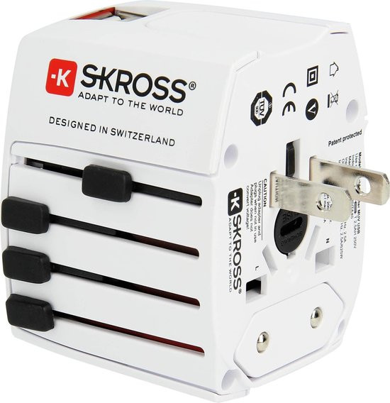 Skross Reisstekker World Travel Adapter MUV USB