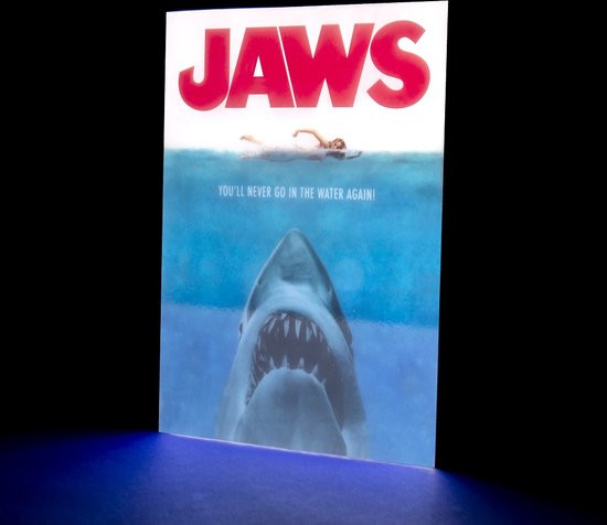 Jaws - poster met verlichting - met lijst - USB-kabel (31cm x 21,5cm x 3,5cm)