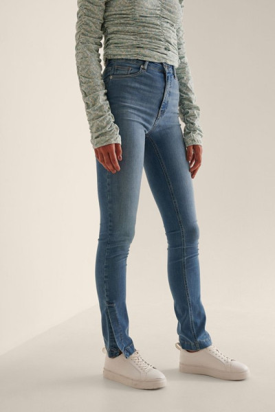 na-kd - Maat EU 36 - Side Slit Skinny Dames Jeans