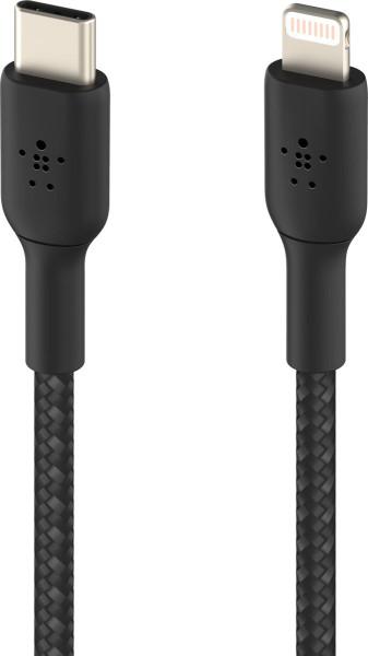 Belkin Braided iPhone Lightning naar USB-C kabel - 2m - zwart