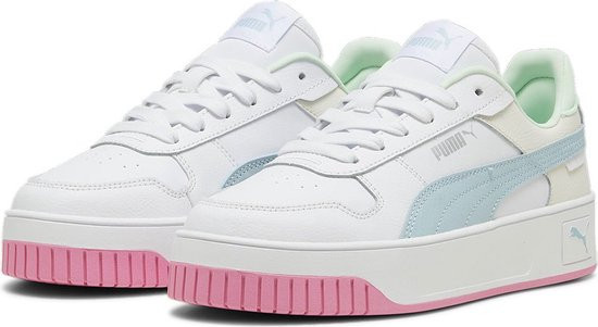 PUMA - Maat 40 - Carina Street Dames Sneakers - PUMA White-Turquoise Surf-PUMA Silver