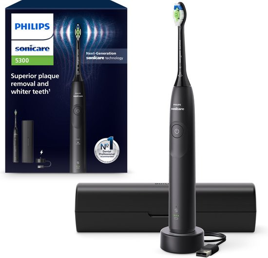 Philips Sonicare 5300 Series - Elektrische Tandenborstel - Zwart - Reisetui - Wittere tanden - HX710