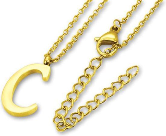 Amanto Ketting Letter C Goldcolor - 316L Staal - Alfabet - 19x9mm - 50cm