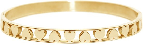 CO88 Collection Sense 8CB 90094 Stalen Bangle met Hartjes - One-size (60x50x6 mm) - Goudkleurig