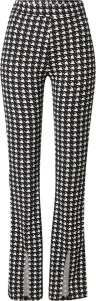 Colourful Rebel - M - Darcy Dogtooth Broek Zwart Dames - Wijduitlopende Fit - Polyester