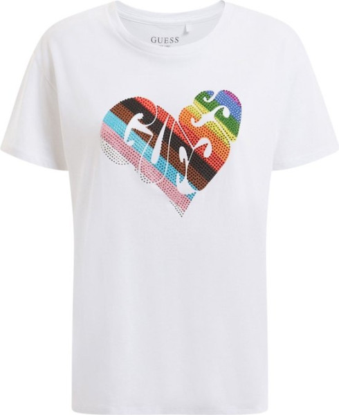 Guess - Maat M - Rainbow Street Dames T-Shirt - Wit