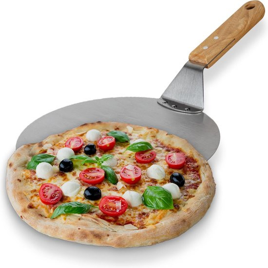 Pizzaschep RVS Ø 30 - BBQ of oven - Houten handvat - Lengte: 48 cm