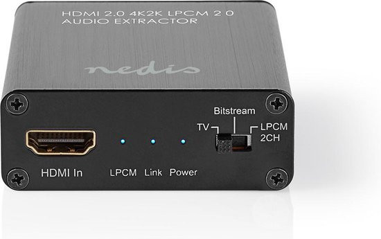 Nedis HDMI-Extractor - HDMI Input - HDMI Output / TosLink Female / 1x 3,5 mm - Maximale resolutie: 4